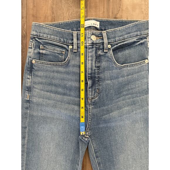 LOFT High Rise Flare Jeans in a Light Medium Blue Wash, Like New (Worn Once) - Picture 2 of 8